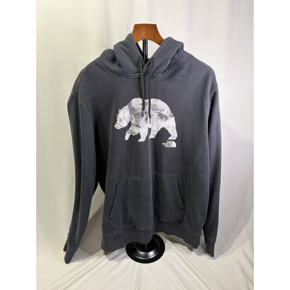 The North Face Hoodie Sweatshirt Mens XL Black Fleece Bear Graphic Pullover